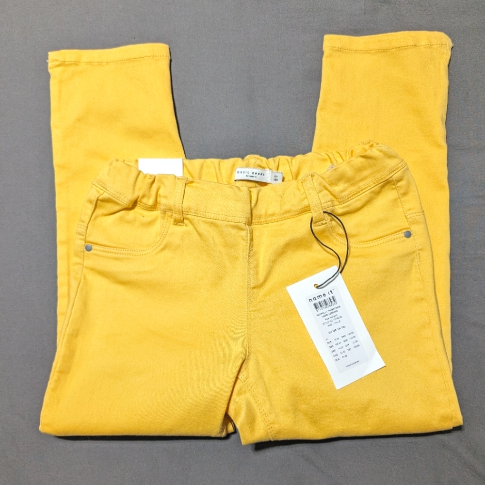 NWT Name it Yellow kids Capri pants size 13 Basic needs adjustable waist